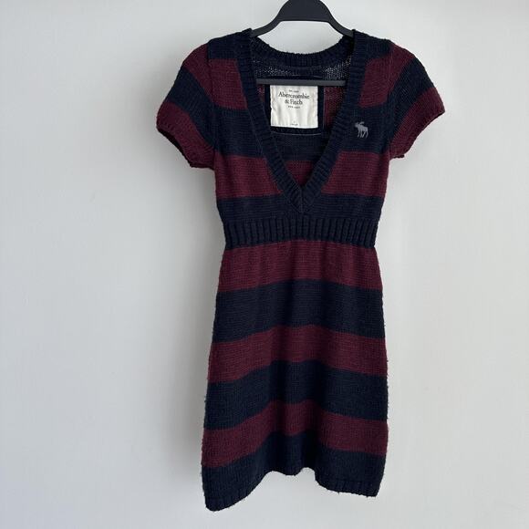 Abercrombie & Fitch Babydoll Sweater Womens Small Y2K Striped Wool Blend Bella - Picture 1 of 10